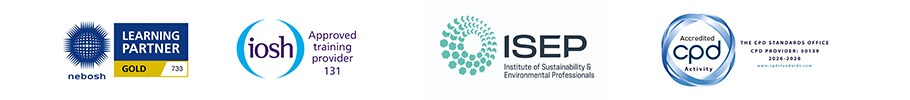 NEBOSH Gold Learning Partner, IOSH approved training provider, ISEP, and the CPD Standards Office